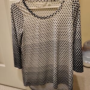 Allison Taylor Black and White Polka Dot Long Sleeve Top